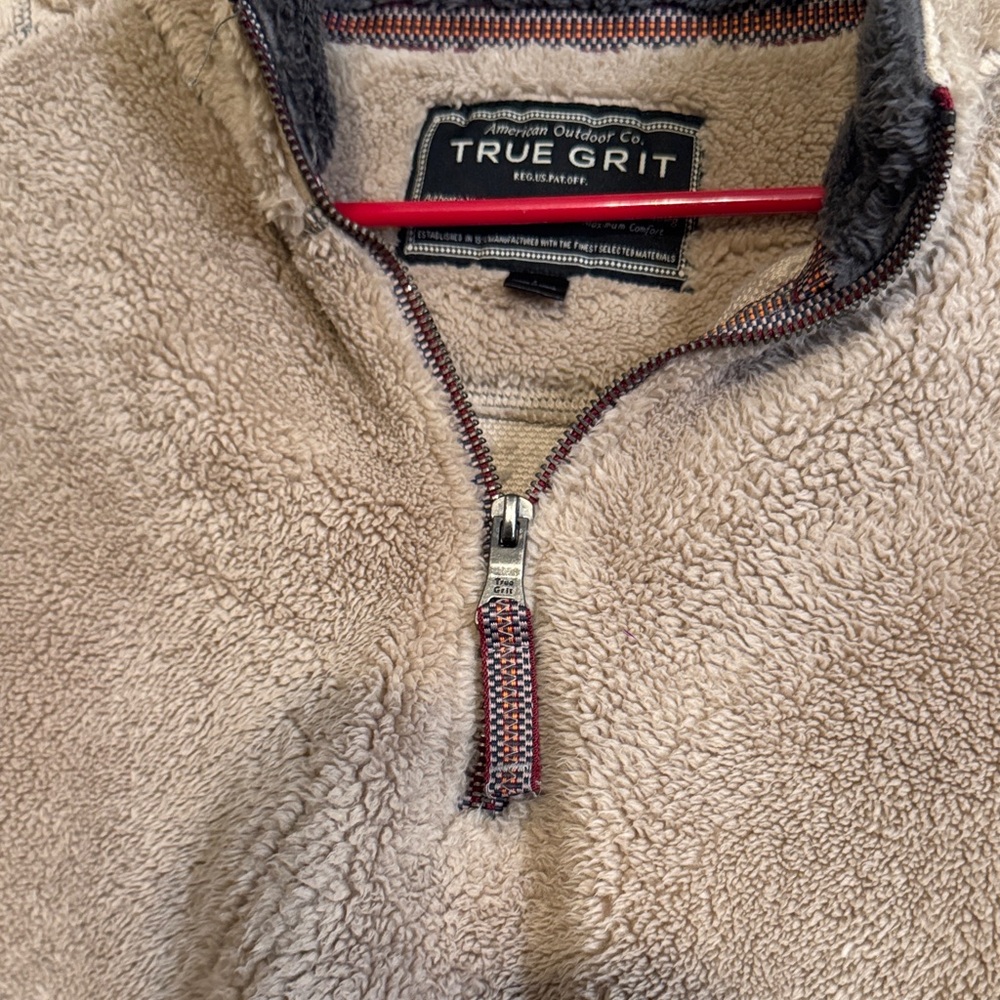 Men’s True Grit Beige Zip Up Sweater - Picture 4 of 7